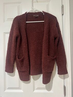 Barefoot Dreams Plush Open-Front Cardigan - Maroon kids size 8 - 10